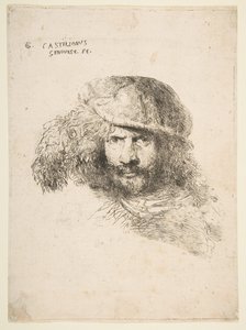 Kopf eines Mannes mit Federhut, möglicherweise Bernini, möglicherweise ein Selbstporträt..., ca. 1645-1650 von Giovanni Benedetto Castiglione