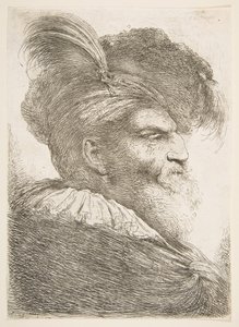 Kopf eines alten Mannes nach rechts, aus der Serie der großen orientalischen Köpfe, ca. 1645-1650