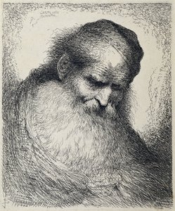 Kopf eines schlafenden alten Mannes von Giovanni Benedetto Castiglione