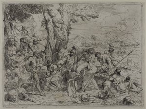 Laban durchsucht die Familienidole unter den Besitztümern von Joseph von Giovanni Benedetto Castiglione