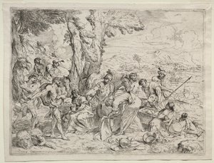 Laban sucht nach Götzen in Rachels Gepäck von Giovanni Benedetto Castiglione