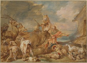 Noah führt die Tiere in die Arche von Giovanni Benedetto Castiglione