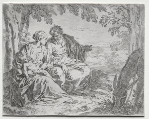 Ruhe auf der Flucht nach Ägypten von Giovanni Benedetto Castiglione