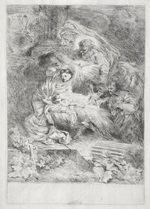 Die Geburt Christi mit Gott dem Vater und dem Heiligen Geist von Giovanni Benedetto Castiglione