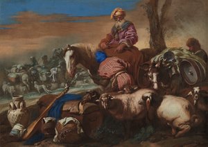 Der Eid des Dieners Abrahams, um 1650-1659 von Giovanni Benedetto Castiglione