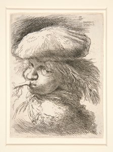 Junger Mann, der Trompete bläst, aus der Serie Les petites têtes d von Giovanni Benedetto Castiglione