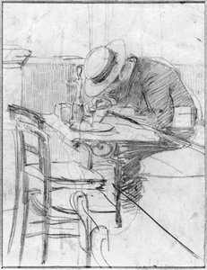 Paul Cesar Helleu an einem Tisch in einem Café von Giovanni Boldini