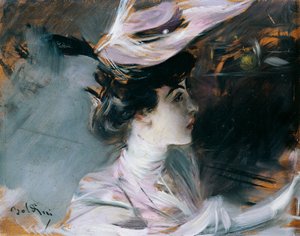 Porträt von Lina Cavalieri mit neuem Hut von Giovanni Boldini