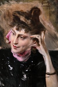 Porträt von Madame Veil Picard, Detail