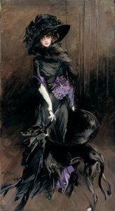 Porträt der Marchesa Luisa Casati mit einem Windhund von Giovanni Boldini