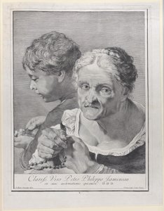 Alte Frau mit einem Rosenkranz und ein Junge, der Münzen zählt, 1743 von Giovanni Cattini
