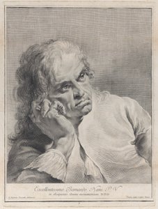 Nachdenklicher Mann, der seinen Kopf auf seine Hand stützt, 1743