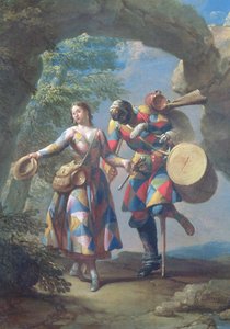 Ein Harlekin kehrt aus dem Krieg zurück von Giovanni Domenico Ferretti