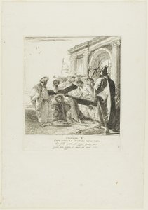Christus fällt zum ersten Mal unter dem Kreuz, Platte drei aus dem Kreuzweg von Giovanni Domenico Tiepolo