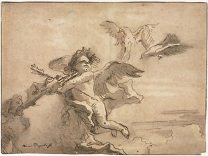 Blinder Amor und zwei Tauben von Giovanni Domenico Tiepolo