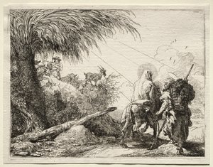 Flucht nach Ägypten: Die Heilige Familie und der Palmbaum von Giovanni Domenico Tiepolo