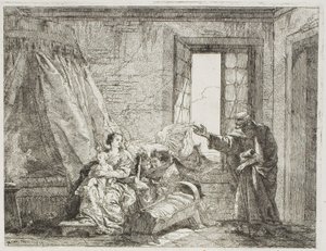 Joseph erzählt Maria von ihrer bevorstehenden Abreise, Platte vier aus Die Flucht nach Ägypten von Giovanni Domenico Tiepolo