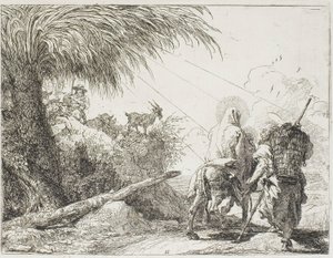 Joseph und Maria passieren einen Hirten und seine Herde, Platte elf aus Die Flucht nach Ägypten von Giovanni Domenico Tiepolo