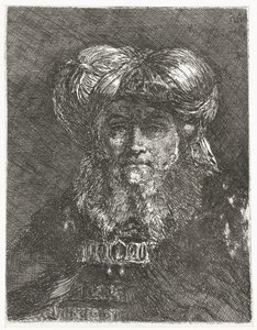 Mann mit großem Turban von Giovanni Domenico Tiepolo