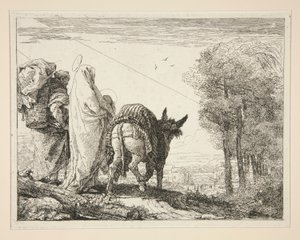 Maria hält ihr Kind in den Armen, aus der Serie Idee pittoresche sopra la fuga in Egitto
