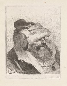 Alter Mann mit Hut auf der Stirn von Giovanni Domenico Tiepolo