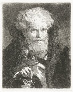 Alter Mann im Mantel mit Pelzkragen und Helm von Giovanni Domenico Tiepolo