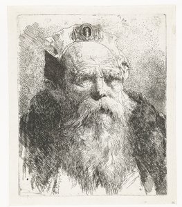 Alter Mann mit Bart und Mütze mit Schmuck von Giovanni Domenico Tiepolo