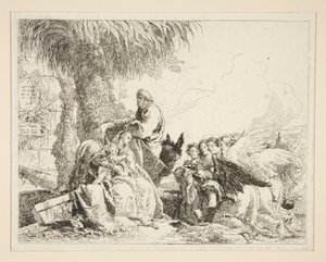 Ruhe während der Flucht nach Ägypten, aus der Serie Idee pittoresche sopra la fuga in Egitto (Flucht nach Ägypten)