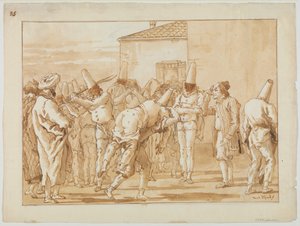 Die Auspeitschung des Punchinello von Giovanni Domenico Tiepolo