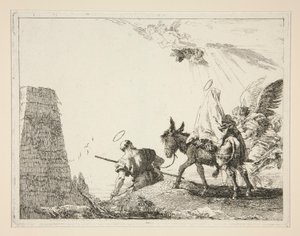Die Heilige Familie passiert eine Pyramide
