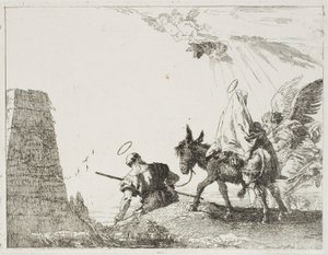 Die Heilige Familie passiert eine Pyramide, Platte zwanzig aus Die Flucht nach Ägypten