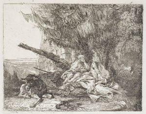 Die Heilige Familie ruht in einem Wald, Platte 23 aus Die Flucht nach Ägypten von Giovanni Domenico Tiepolo