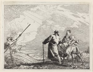 Die Heilige Familie am Ufer des Flusses von Giovanni Domenico Tiepolo