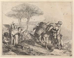 Die Madonna und das Kind links mit einer Reihe von Engeln