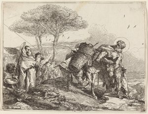 Die Madonna und das Kind links, mit einer Reihe von Engeln von Giovanni Domenico Tiepolo