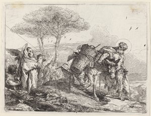 Die Madonna und das Kind links, mit einer Reihe von Engeln von Giovanni Domenico Tiepolo