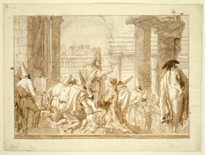 Die Hochzeit von Punchinellos Vater von Giovanni Domenico Tiepolo