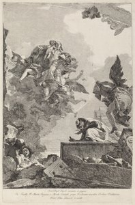 Die Madonna del Carmelo erscheint dem Heiligen Simon Stock von Giovanni Domenico Tiepolo after Giovanni Battista Tiepolo