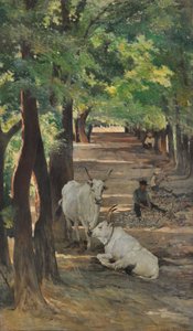 Allee mit Ochsen und Steinbrechern, ca. 1875