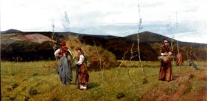 Bauern macchiaiole auf den Feldern während der Ernte von Giovanni Fattori