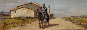Soldat zu Pferd oder Karabiniere zu Pferd auf Patrouille von Giovanni Fattori