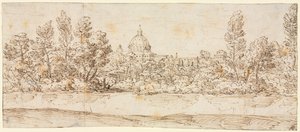 Flusslandschaft mit Blick auf den Petersdom, nach 1660