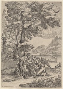 Die Rast auf der Flucht nach Ägypten von Giovanni Francesco Grimaldi