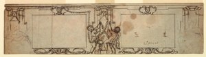 Zeichnung, Entwurf für geschnitzte Wandverkleidung, 1650 von Giovanni Francesco Romanelli