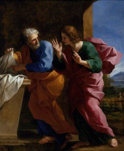 St. Johannes und St. Petrus am Grab Christi von Giovanni Francesco Romanelli