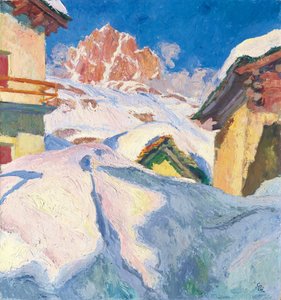 Capolago im Winter mit Blick auf den Piz Lagrev, 1928 von Giovanni Giacometti