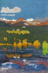 Panorama von Flims. Triptychon, linkes Panel, 1904 von Giovanni Giacometti