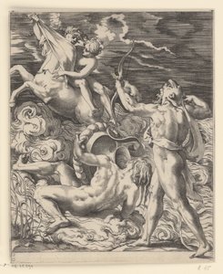 Herkules tötet den Zentaur Nessus (Szenen mit Herkules) von Giovanni Jacopo Caraglio
