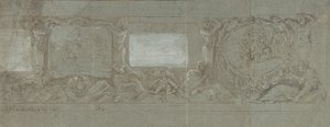 Entwurf für eine Wanddekoration mit dem Opfer Abrahams und der Flucht nach Ägypten, ca. 1600-1647