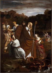 San Verano befreit Albenga vom Drachen, ca. 1615 (Öl auf Leinwand) von Giovanni Lanfranco